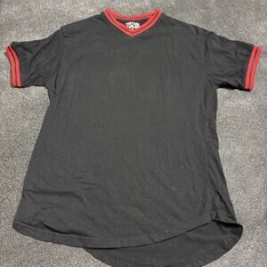 Vintage V-Neck Black & Red Jersey Shirt - Vintage Harlem Men's Size XL Cotton